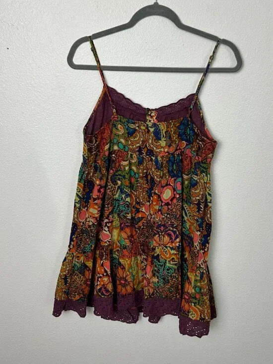 Urban Outfitters | Hanna Cecilia Tiered Mini Dress, Multi Colored Boho, size M - Picture 5 of 10